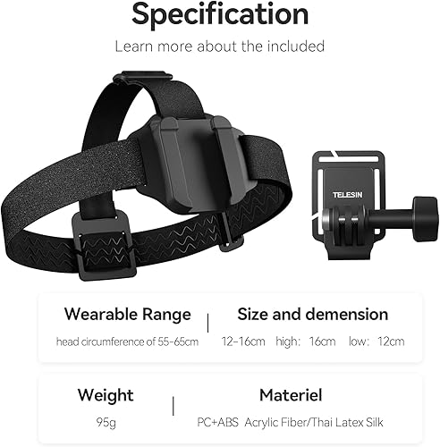 Miniatura 9 de TELESIN Head Strap Cap Clip Mount with Phone Clip Vertical Mount Kit, 2-in-1 Cellphone POV Selfie Holder Head Mount for Go Pro Max Hero Insta360 DJI