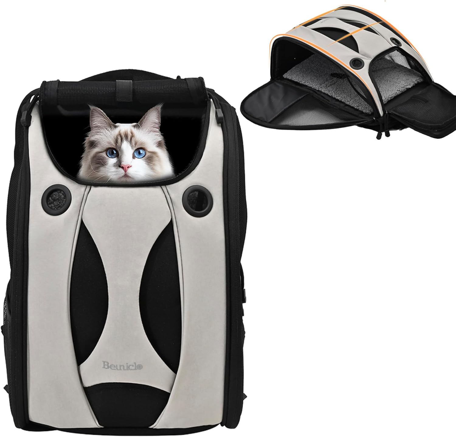 Security Privacy Cat Carrier Backpack Kitten Carry Bag Chihuahua Puppy Weekend Travel Backpack Small Cat Overnight Carrier for Hamster/Cats/Rabbit Comfortable Travel Backpack for Small Pet