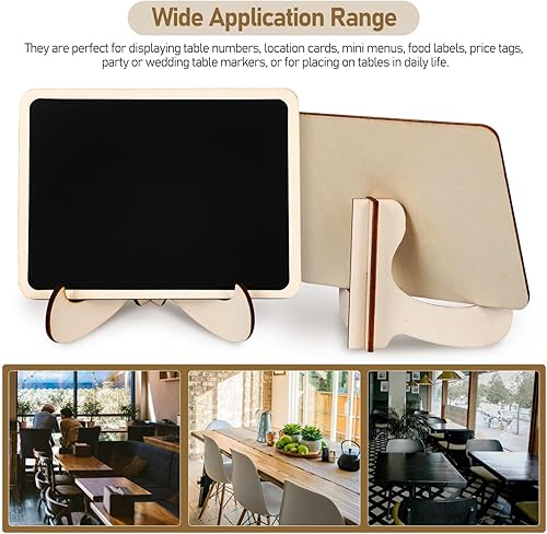 Miniatura 6 de Tofficu 20 letreros de pizarra pequeña con soporte de caballete, pizarra de madera pequeña para fiestas, bufé, bodas, tablón de mensajes, incluye