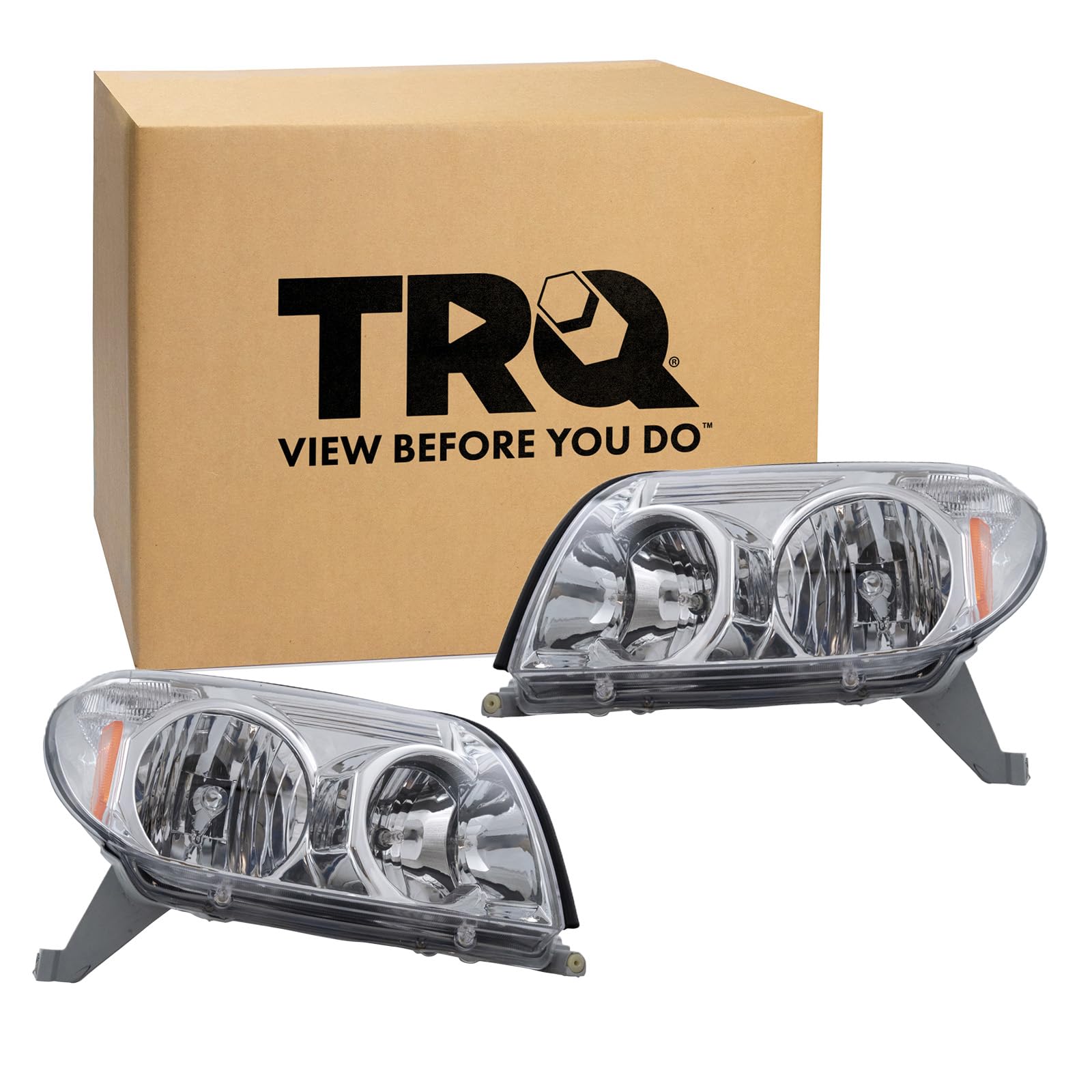 TRQ 2 Piece Headlight Assembly Set Driver &amp; Passenger Side Compatible with 2003-2005 Toyota 4Runner TO2502142 TO2502146 TO2503146