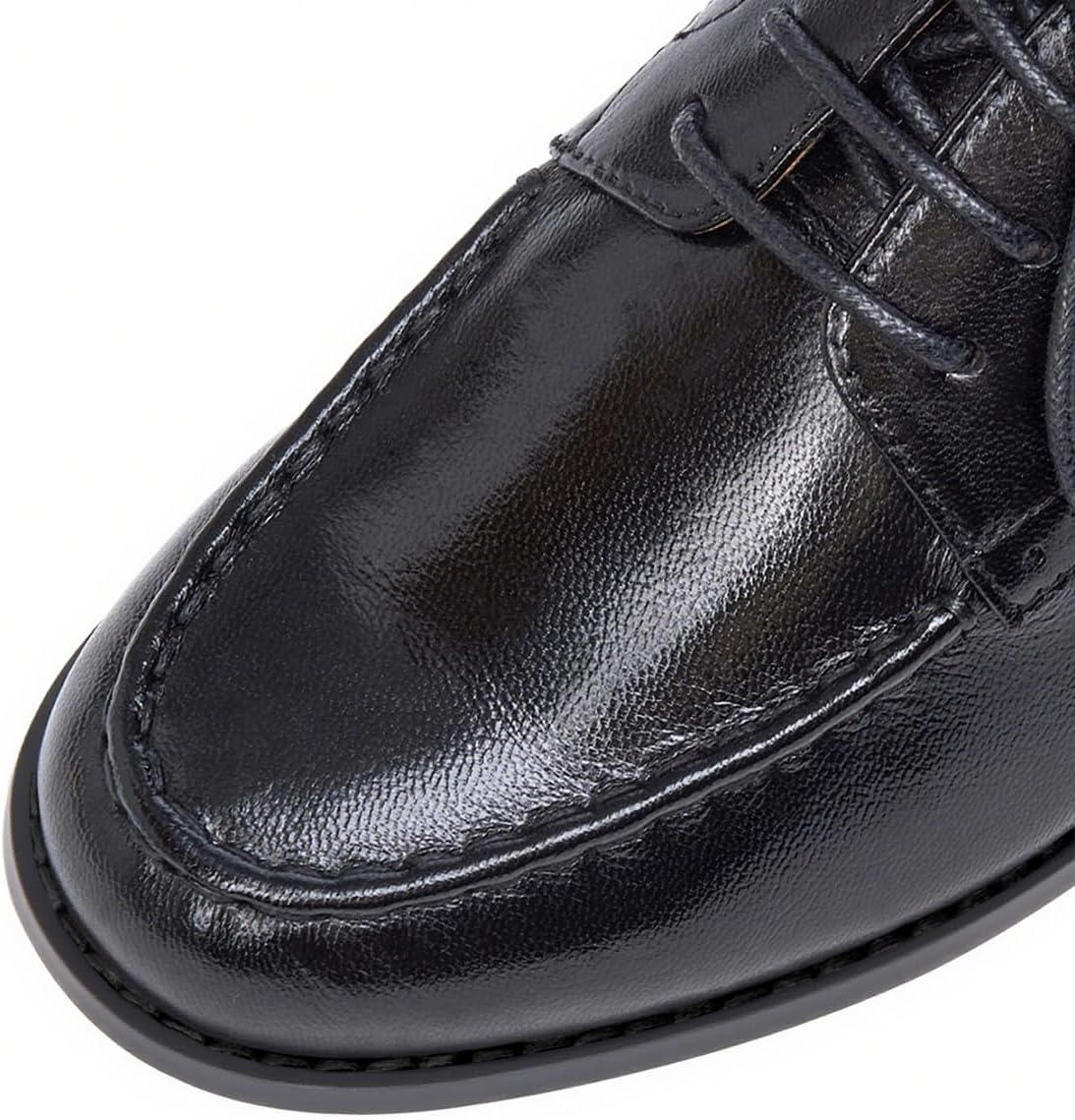 Mona flying Women's Classic Leather Derby Oxfords Round Toe Lace up Flat Office Work Shoes for Ladies