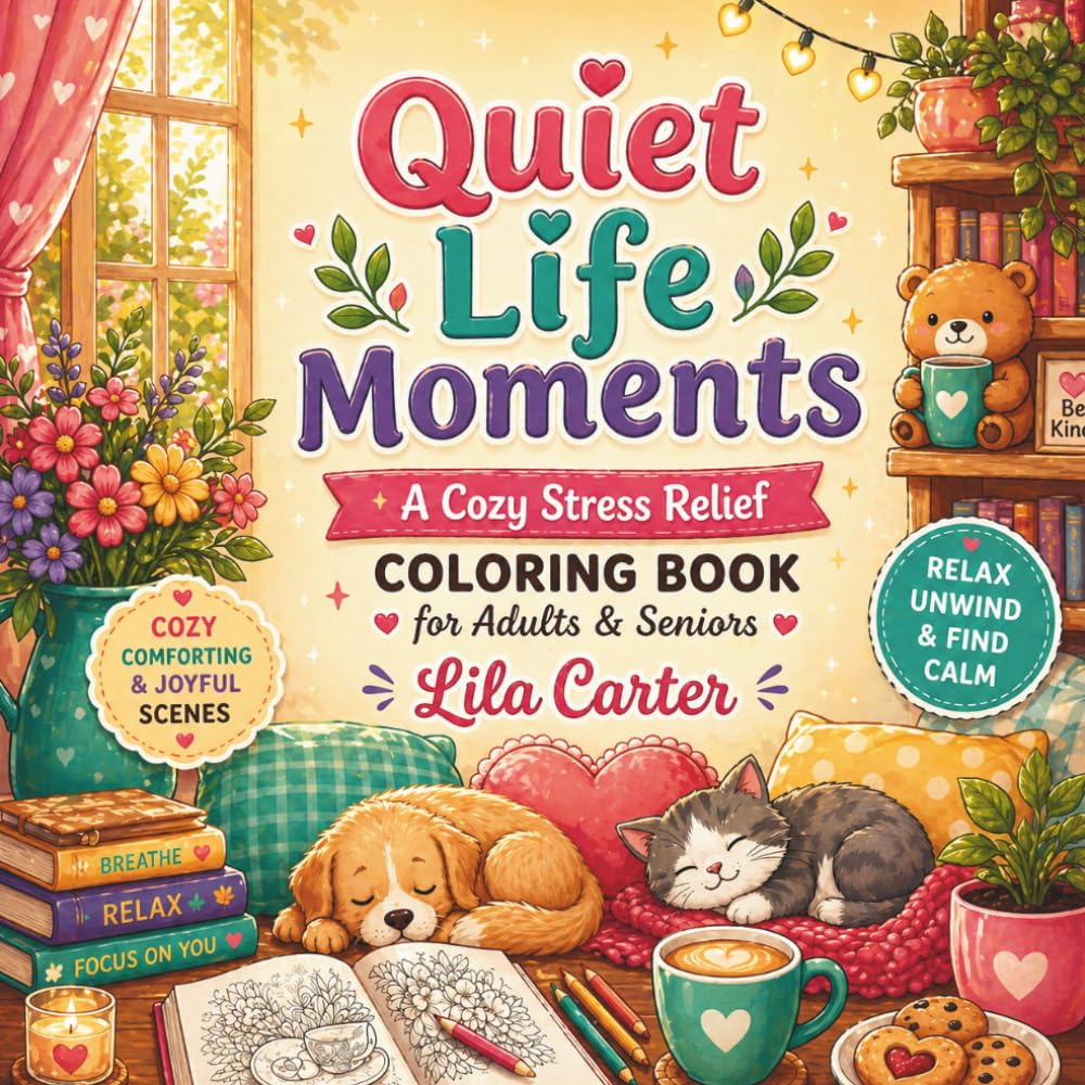 Quiet Life Moments: A Cozy Stress Relief Coloring Book for Adults & Seniors – Peaceful Scenes for Relaxation & Mindfulness