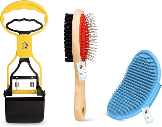 Foodie Puppies Imported Multi Utility Kit for Dogs - Combo of 3 | Dog Potty Scooper | Double Sided Soft Pin Brush | Massag...