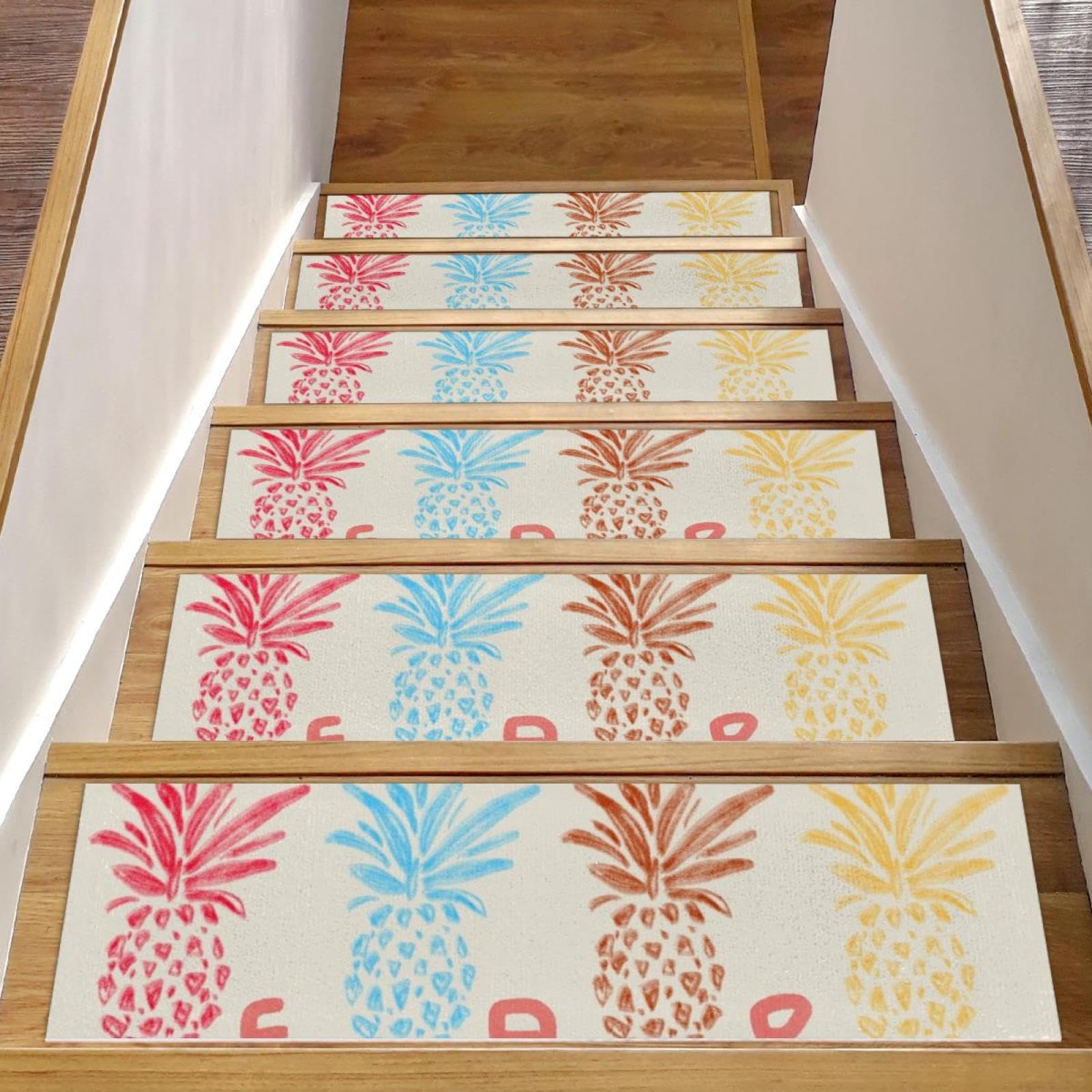 Tapis d'escalier antidérapants lot de 15 marchettes polyester TPE 20x76 cm