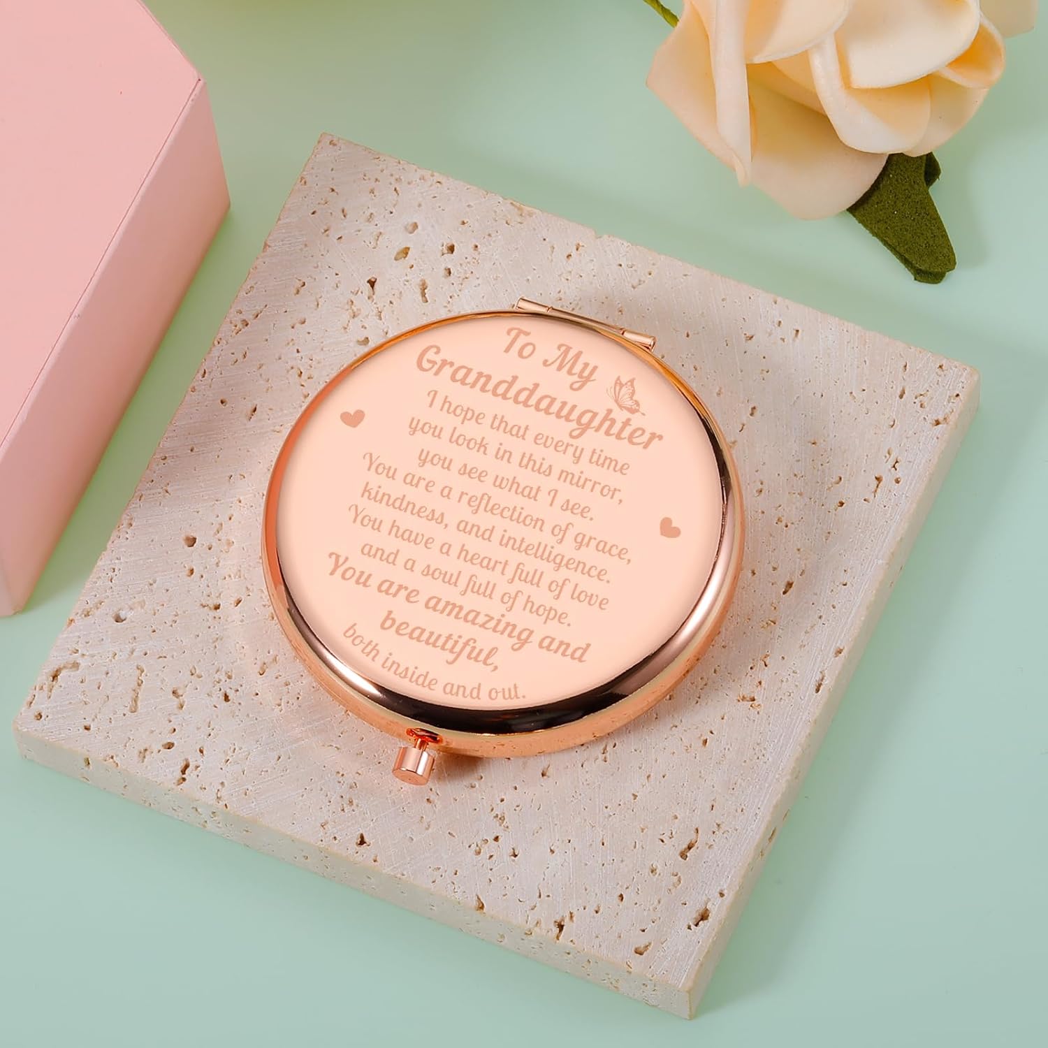 STVK Valentines Day Gifts for Women Girls Granddaughter Makeup Compact Mirror for College Girl Teen Girls 16-18 Valentine's Gift for Kids Birthday Gifts for Granddaughter from Grandma - Image 2