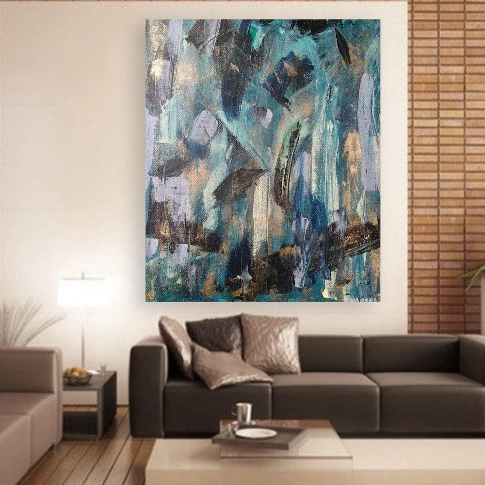 Inephos Cotton and Wood Mist of Dawn Framed Painting, Multicolour, Abstract, 85 x 70 cm