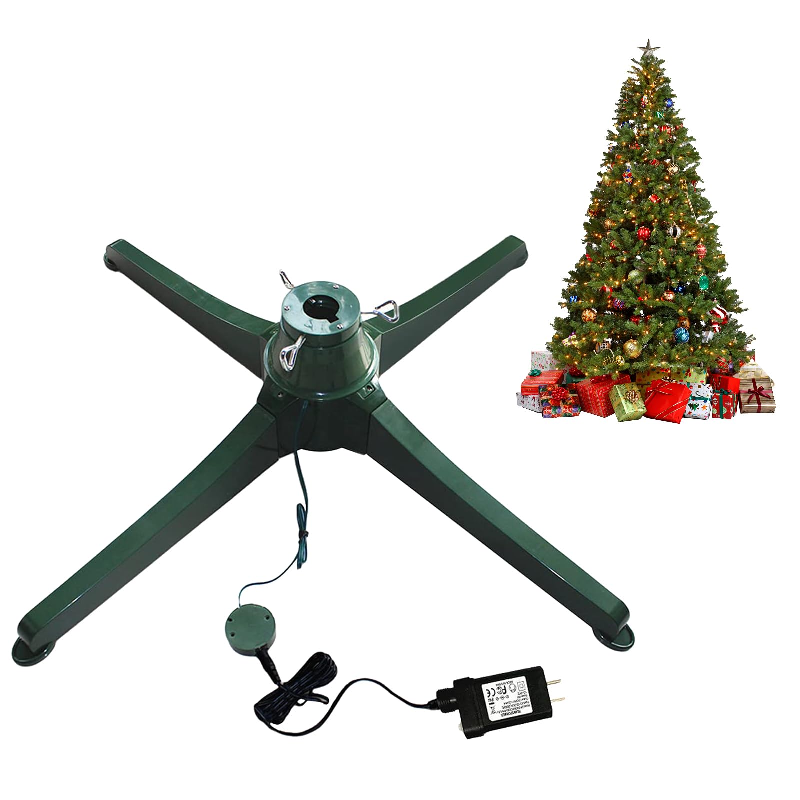 Soporte para árbol de Navidad ajustable giratorio de 360 ​​grados, soporte para árbol de Navidad artificial, base para árbol de Navidad con fácil uso, para decoraciones navideñas, hogar, oficina 65cm