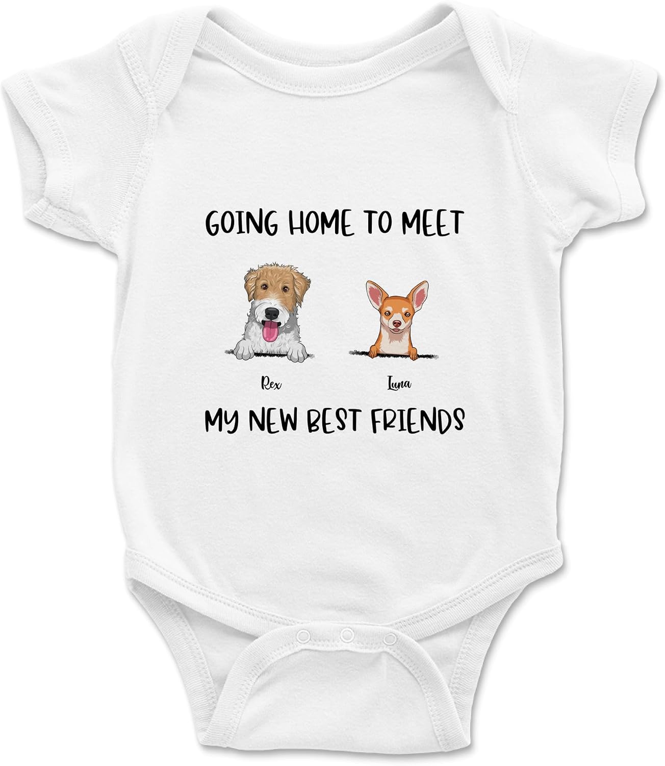 Gossby Personalized Baby Onesie - Custom Boy, Girl Bodysuit With Dog - Gifts For Her, Him - Gifts For Chrismas, Birthday