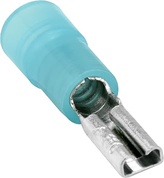 QDNF-110B100 Nylon Quick Disconnect Terminal Female 100 Pack 0.110", Blue 16-14 Gauge