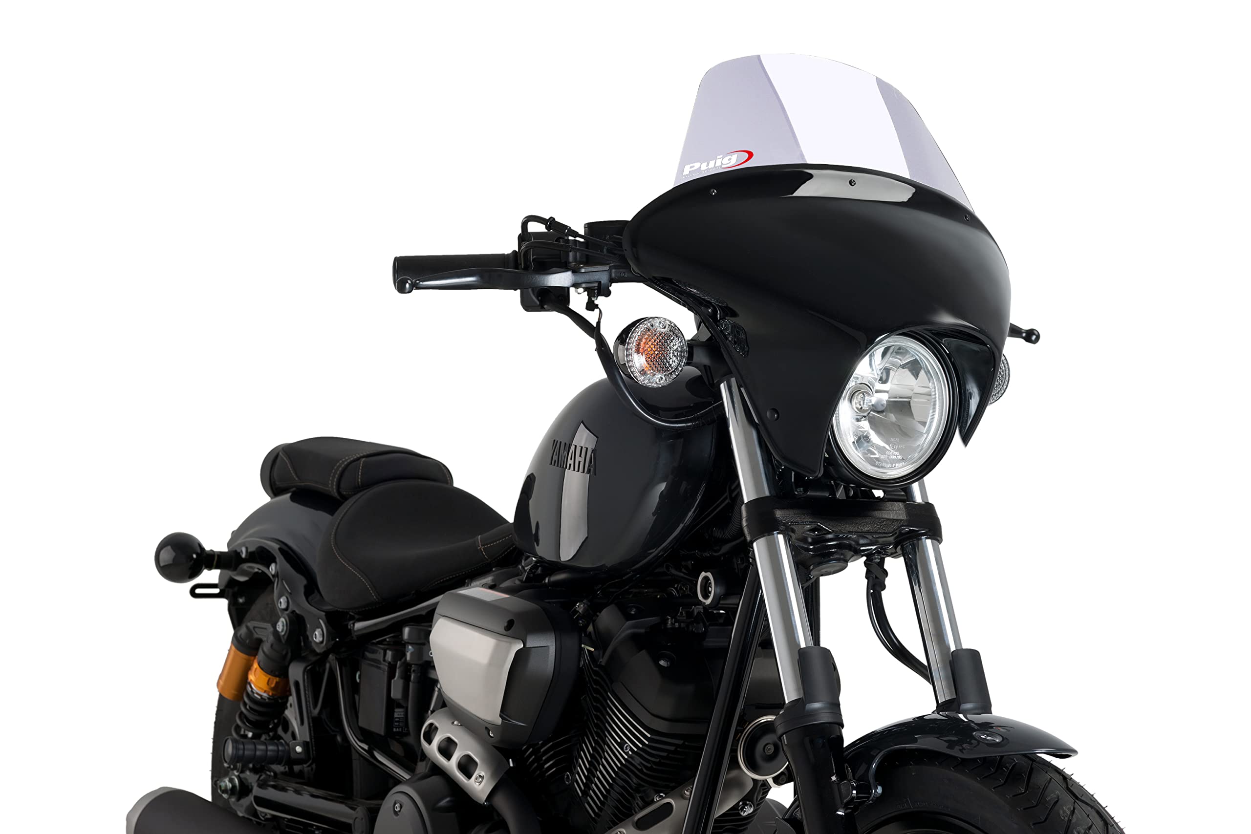 Puig Gloss Blk Housing Light Smoke Batwing Touring Screen Yamaha XV 950 R 14-20