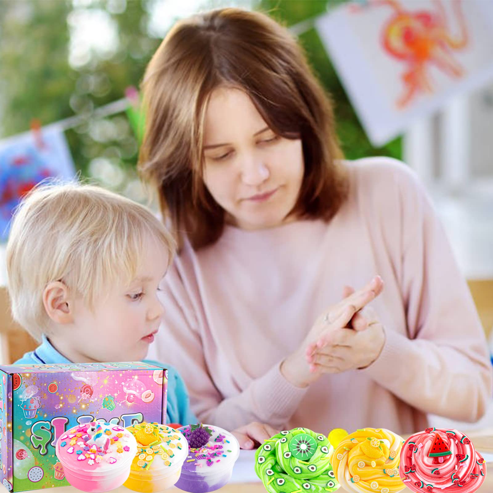 Kit 12 pezzi di Slime di burro, Melma Soffice di Gelato per Ragazze e Ragazzi di età 6 7 8 9 10, Bomboniera per Bambini, Idea Regalo per Compleanno Pasqua Natale Capodanno 831