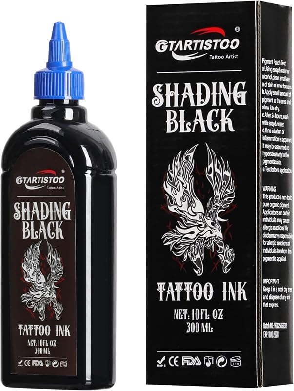 Tinta preta para tatuagem GTARTISTOO Shading Black, 300 mL