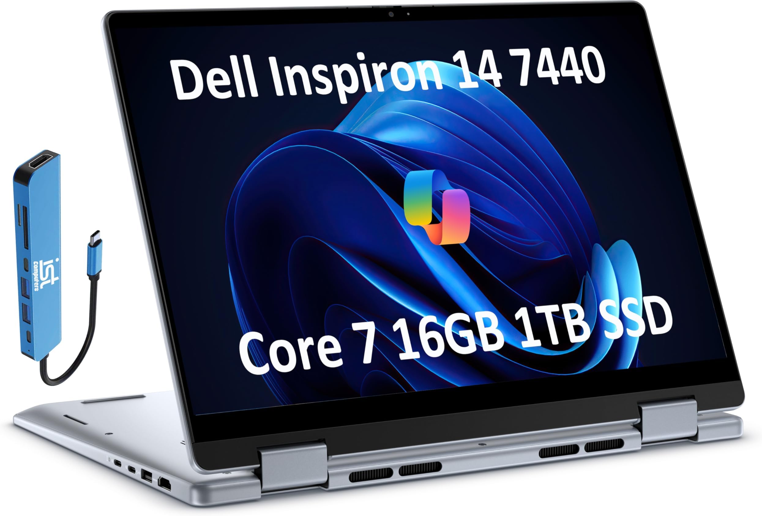 Dell Inspiron 14 7440 2-in-1 Business Laptop (14" FHD+ Touchscreen, Intel Core 7 150U(> i7-1355U), 16GB RAM, 1TB SSD) Backlit KB, FP Reader, FHD Webcam, IST Hub, Win 11 Home w/Copilot, Blue