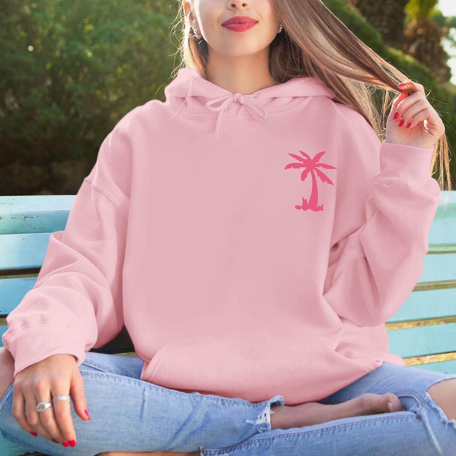 Cute Palm Hoodies For Teen Girls Oversized Graphic Sweatshirt Baggy Aesthetic Hoodie Y2k Trendy Preppy Clothes Women - Image 4