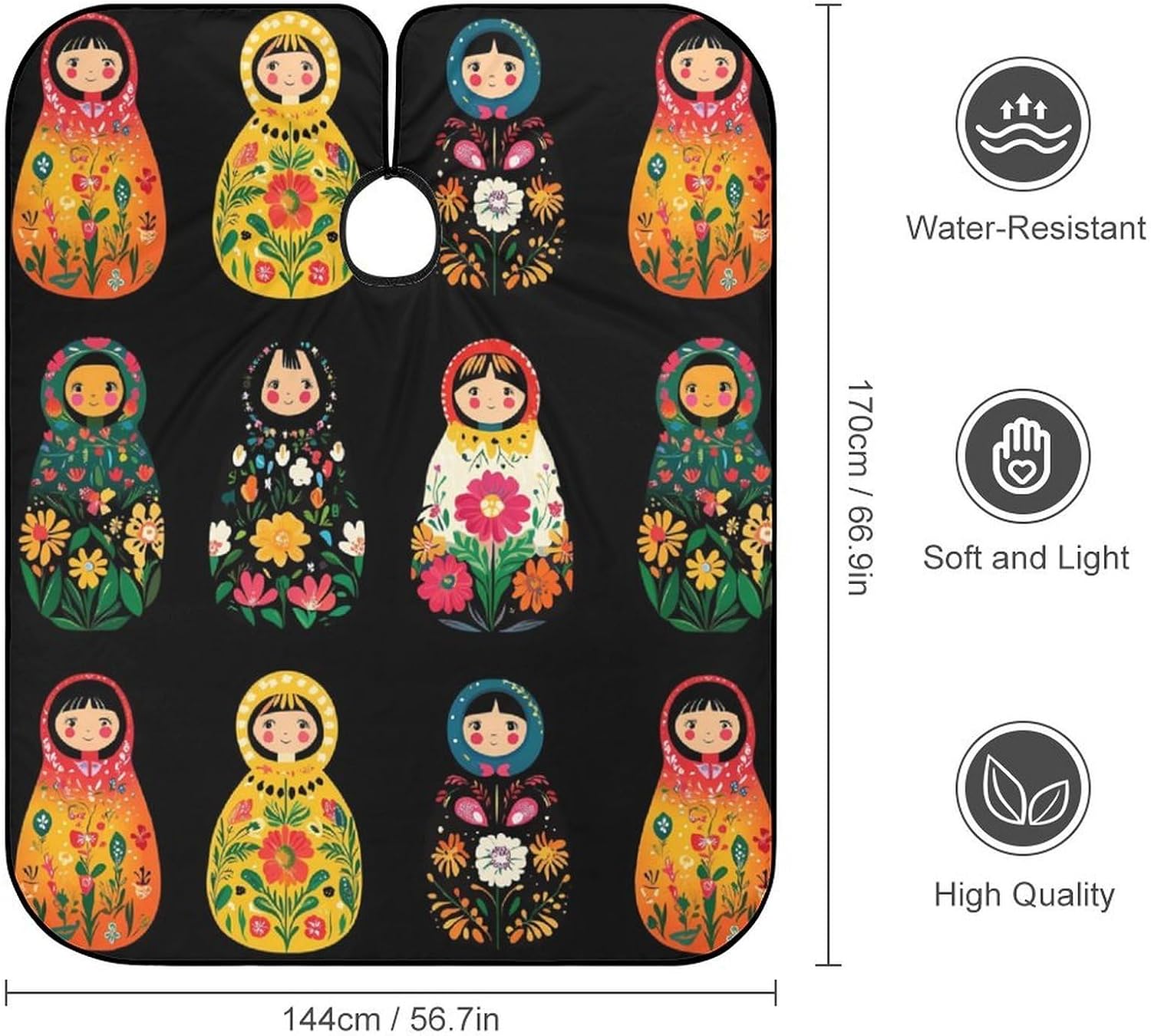 Matryoshka Russian-Nesting Doll Barber Cape Professional Hair Cutting Apron Hairdresser Cape for Men Women