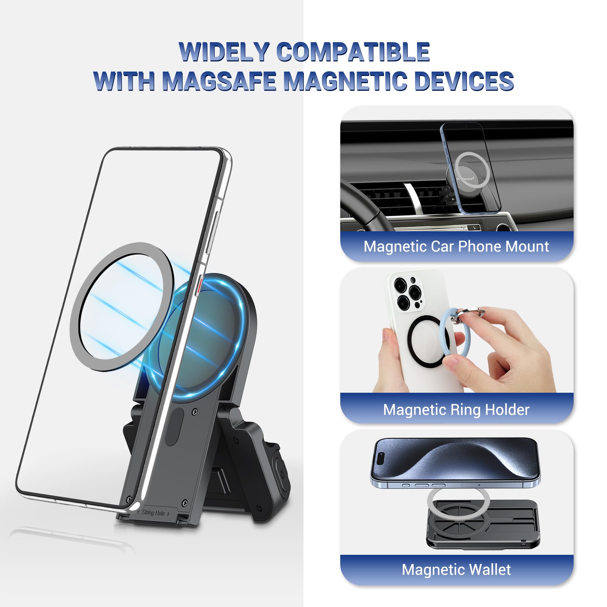 6pz] Anello MagSafe adesivo con colla 3M per conversione telefono. Compatibile con caricatore wireless e portafoglio MagSafe. Per Android, iPhone e