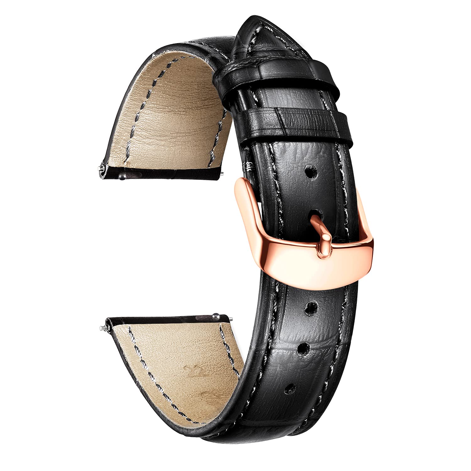 BINLUN Correa de Reloj de Cuero 10MM-24MM Diseño Cocodrilo Aligátor Liberación Rápida Correas de Repuesto para Smartwatch Hombre Mujer — view 22