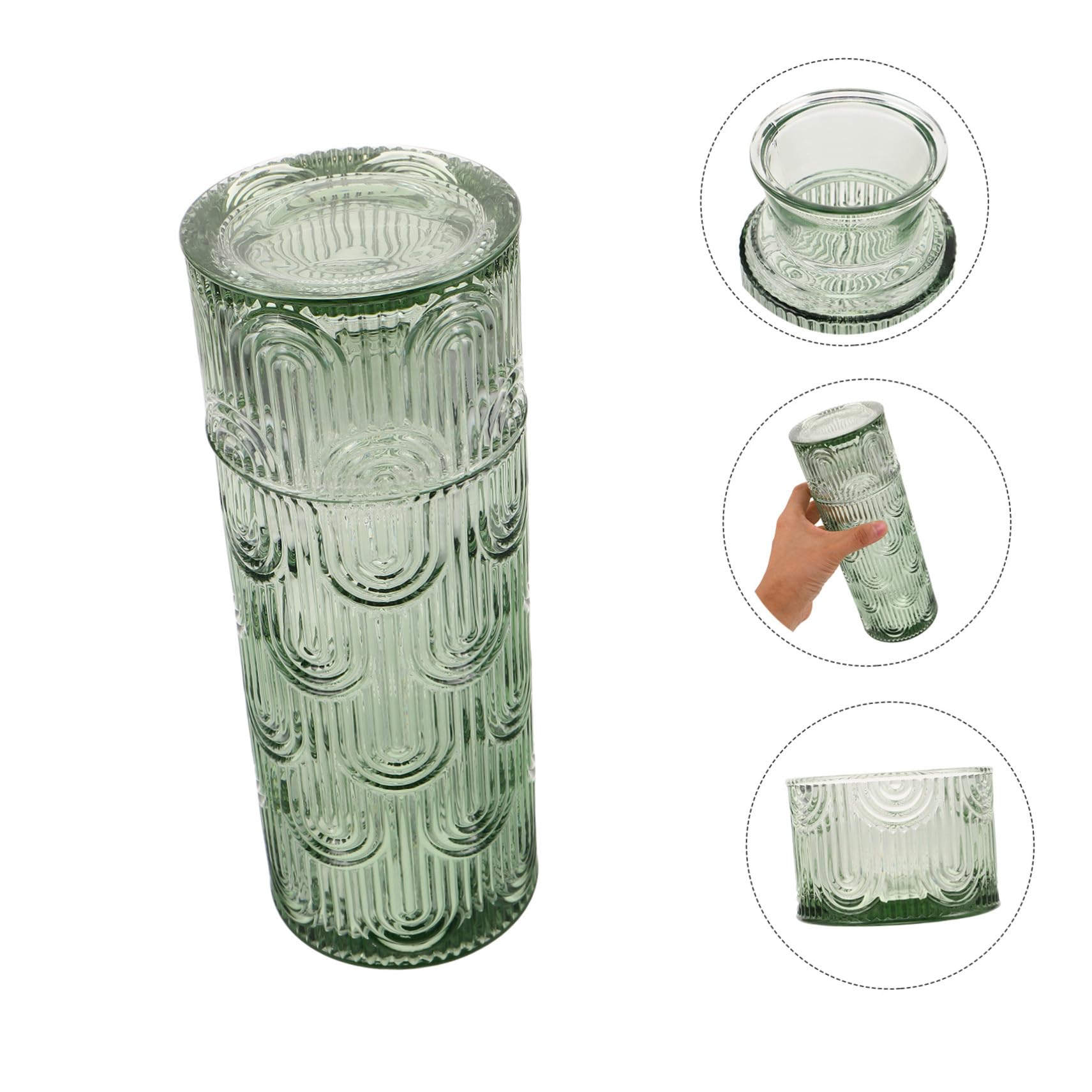 Jarra y Vaso de Vidrio con Decoración Elegante para Noche y Comedor Jarra para Agua y Transparente Duradera y para Mesilla y Baño