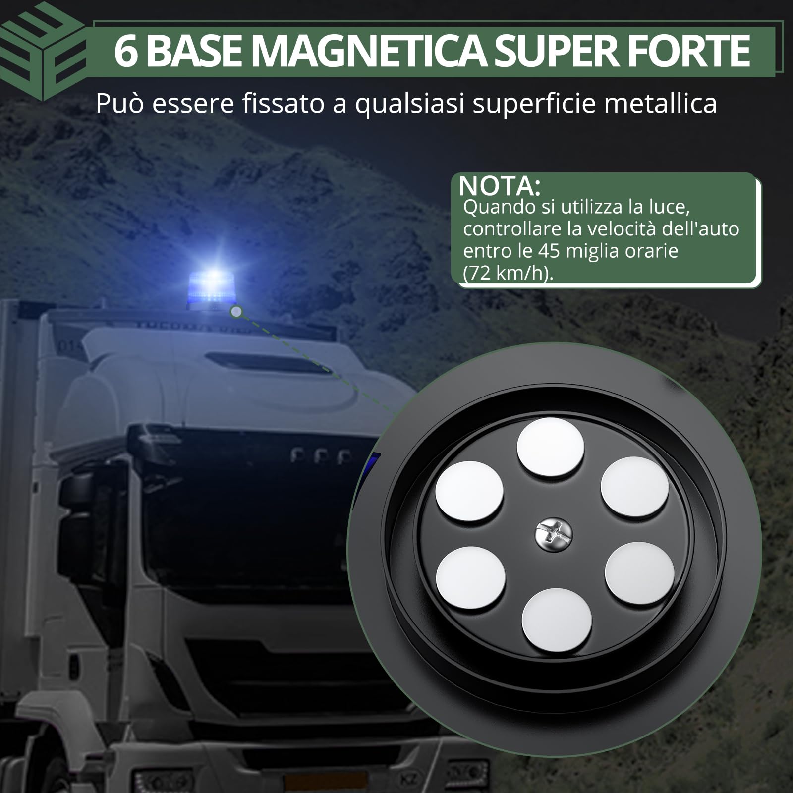 EYPINS 40 LED Luce Lampeggiante per Auto Blu,Luce Stroboscopica di Emergenza con Base Magnetica,Spia di Avvertimento per Auto da 40 W,E57/IP65,Cavo da 5 m,per 12 V/24 V Trattore,Camion