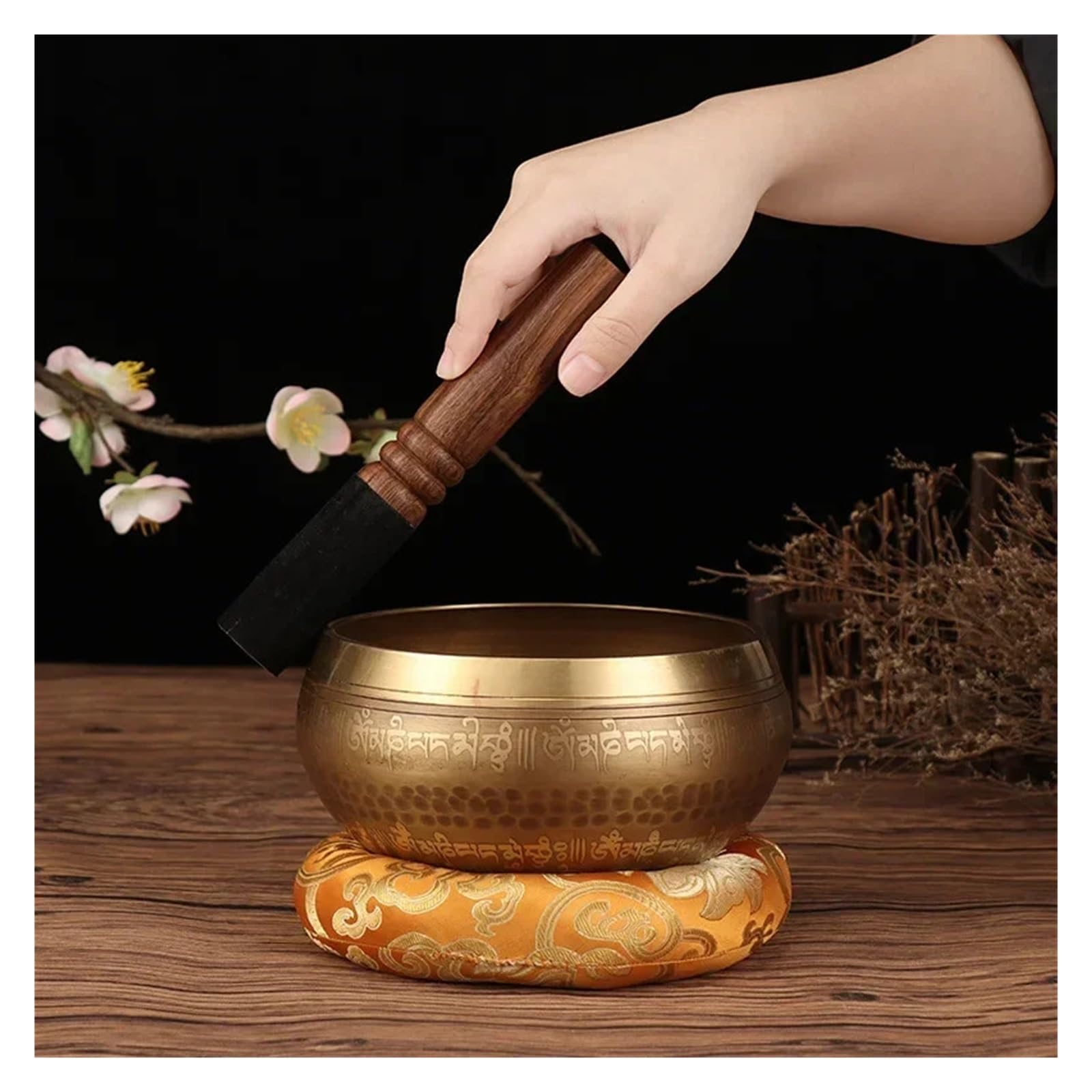 Klangschalen Klangschale Buddhistische Meditation Massage Yoga Chakra Klangschalen Klangheilungsinstrumente mit Zubehör(9.5cm)