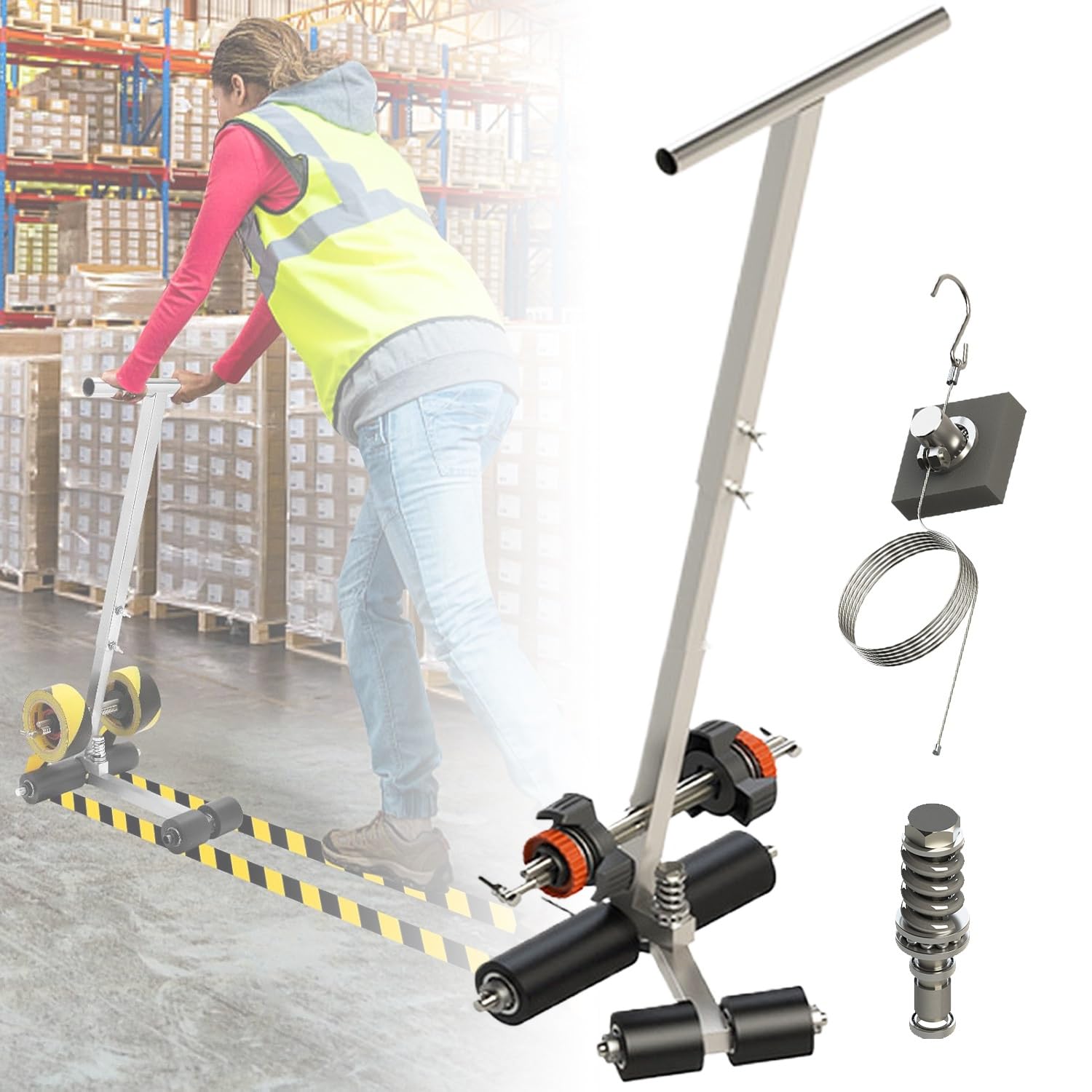 asdchZen Floor Tape Applicator, Court Line Tape Machine With Circle Drawing Kit, Basketball Court Line Striping Machine, For Floor Markings Tiles Concrete Asphalt Etc, For Draw The Iines And Circles,