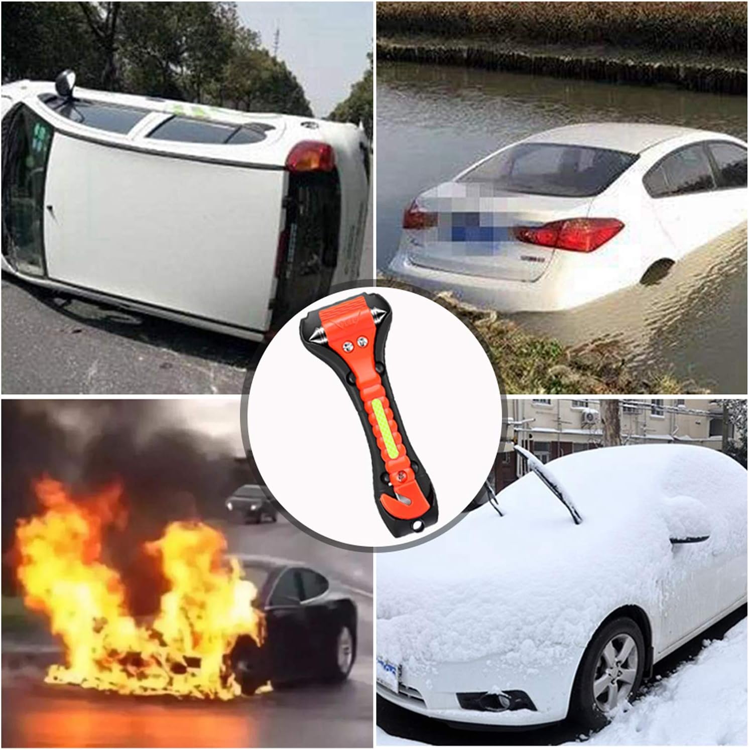 OUCPC Car Safety Hammer, 4 Pack Auto Emergency Escape Tool Car Window Glass Breaker and Seat Belt Cutter for Family Rescue, Life Saving Survival Kit : Automotive