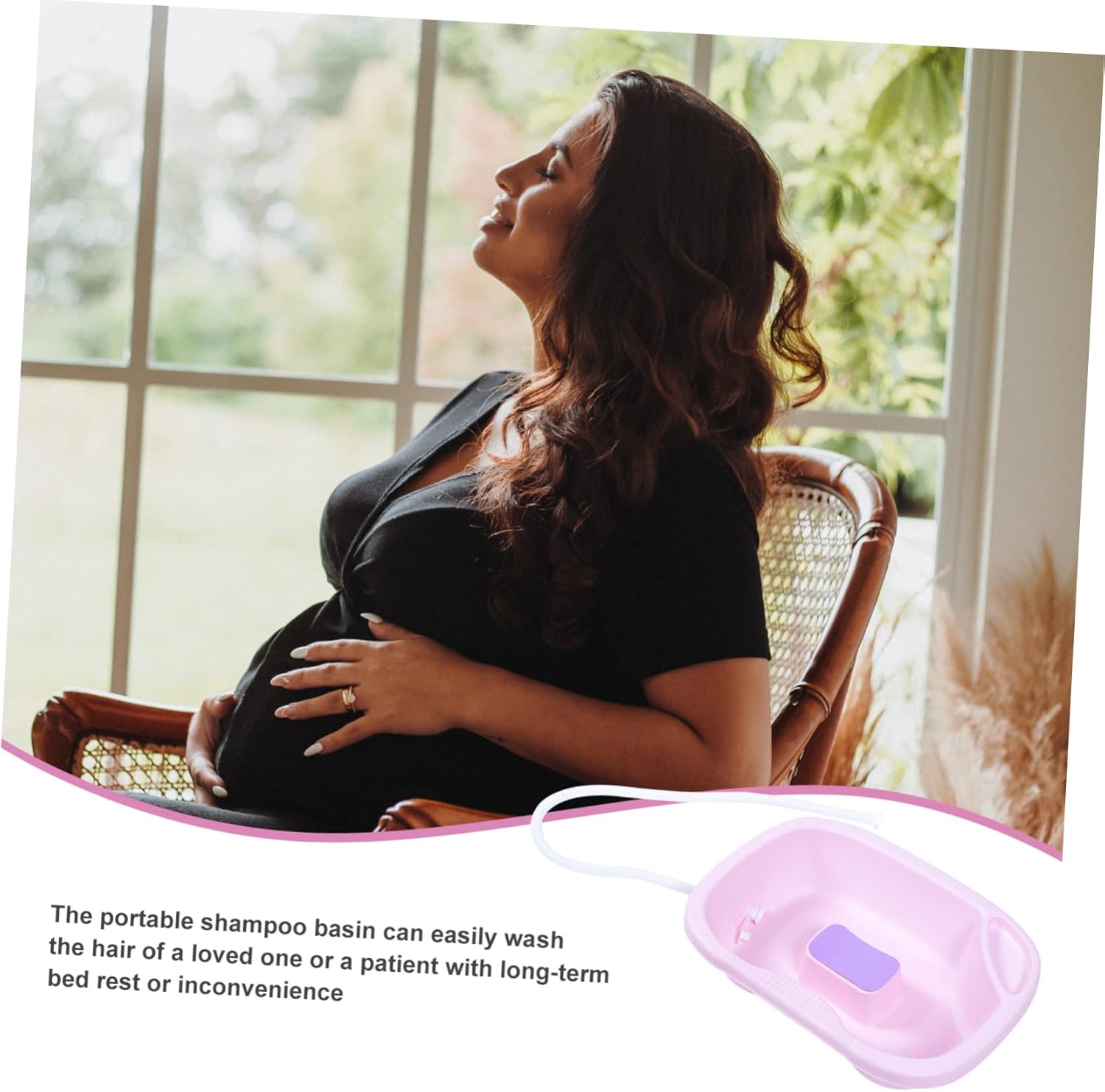 KOMBIUDA Portable Hair Washing Tray Plastic Shampoo Basin for Bedridden Disabled Comfortable Neck Support Design for Elderly Use and