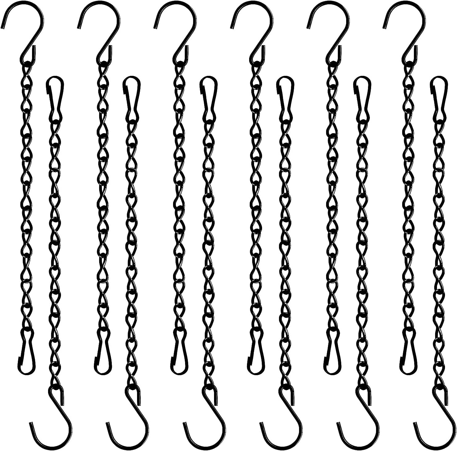 TAORISH 12 Pack 9.5 Inch Hanging Chain for Bird Feeders, Planters, Lanterns, Wind Chimes, Billboards, Chalkboards and Ornaments (Black)