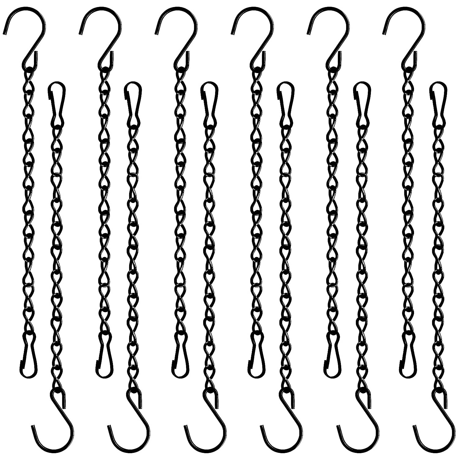 12 Pack 9.5 Inch Hanging Chain for Bird Feeders, Planters, Lanterns, Wind Chimes, Billboards, Chalkboards and Ornaments (Black)