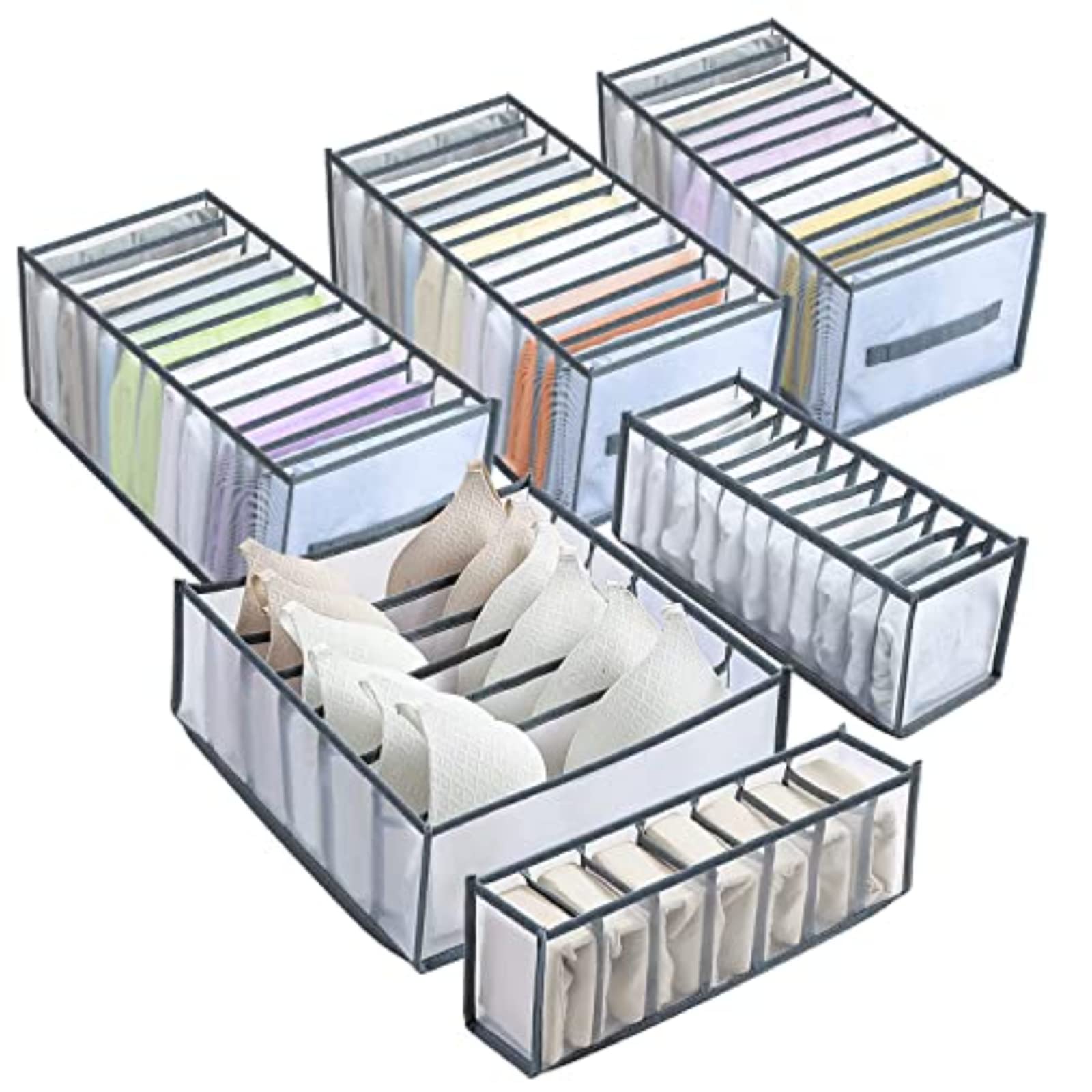 BPILOTBPILOT Organizer Sort Drawer Nylon Divider For Folding Ties Scarfs Socks Shorts Clothes Room Organizationc Bra Storage Boxes Underwear (6 Set Combinate)