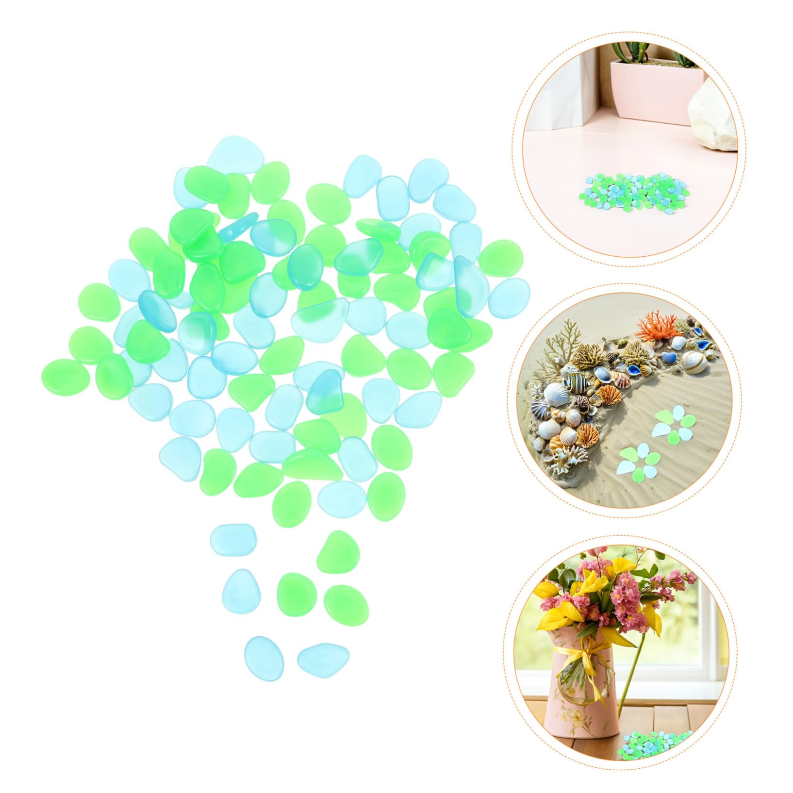 500 Stück Leuchtsteine Leuchtende Gartensteine aus Resin Fluoreszierende Dekosteine für Gartenwege Aquarium und Blumentopfdekoration Wetterfeste Langlebige Nachtleuchtende