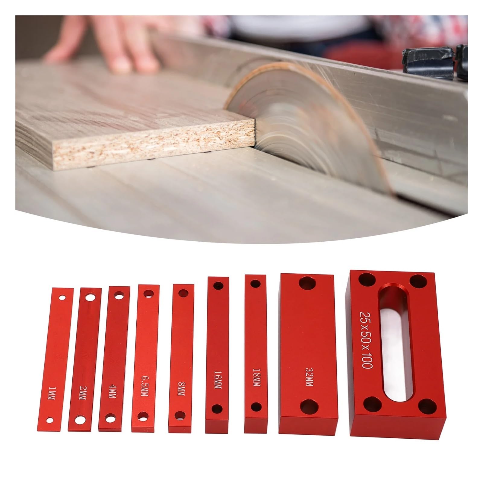 Set di 9 blocchi misura 'altezza in lega alluminio, barre installazione for la lavorazione del legno, strumenti misurazione for fresatrici, seghe da tavolo,Misurazione Di Precisione