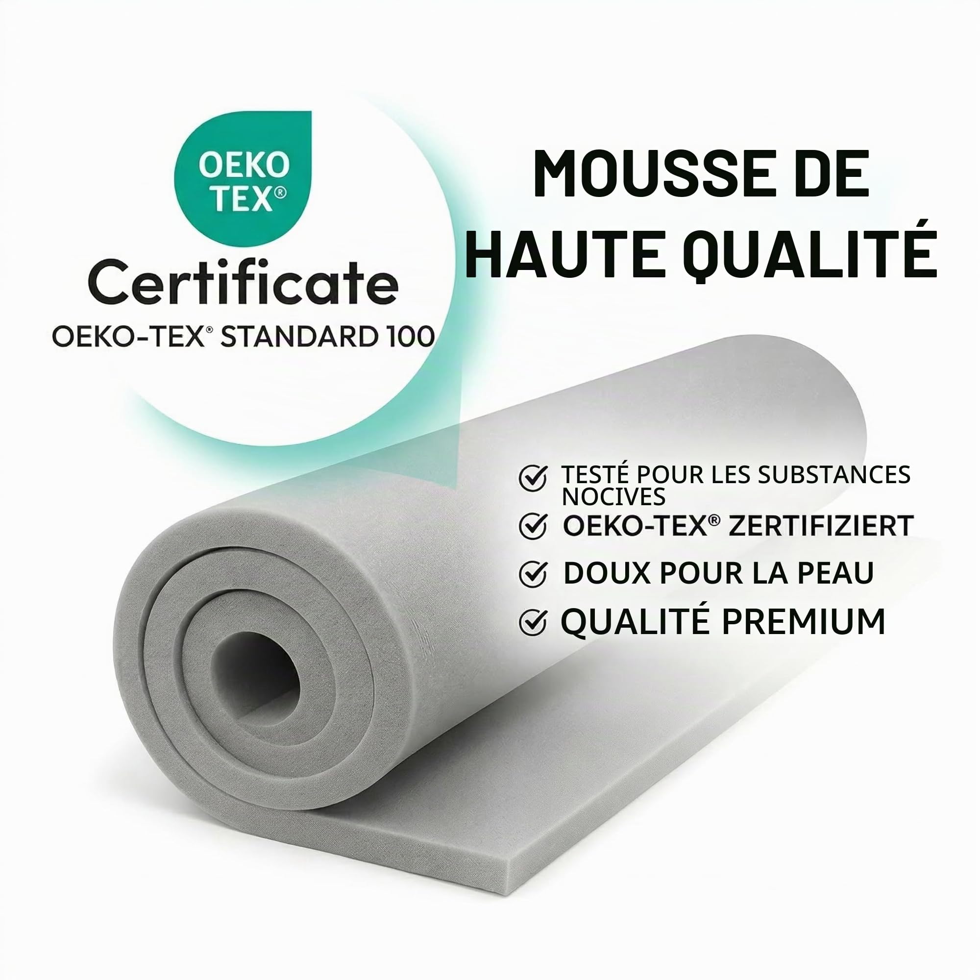FORTIS POLSTER Plaque en Polyuréthane RG20/30 120 x 200 x 12 cm Mousse de Rembourrage pour Matelas Banquette Canapé