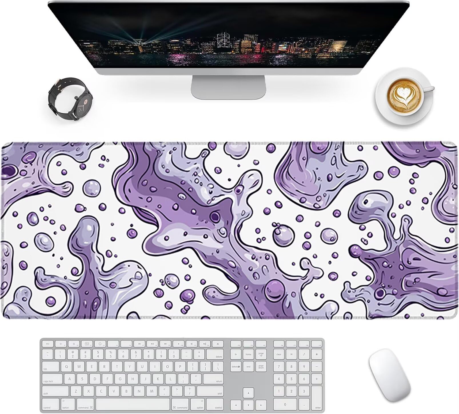 Lpfieonn Einfach Großes Schreibtischunterlage, XXL Schreibtischunterlagen, Weiß XXL Wasserdicht Gaming Mousepad mit Vernähter Rand und Rutschfeste Gummibasis, für Laptop/Hause/Büro 120x60cm PF-1979