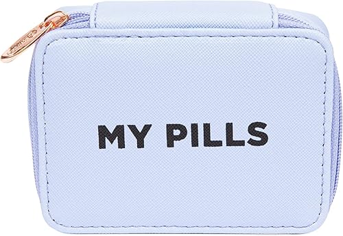 MIAMICA Pastillero con cremallera para mujer con organizador de plástico extraíble de 8 días, morado claro, 3.5 x 4.25 x 1.25 pulgadas, bonito