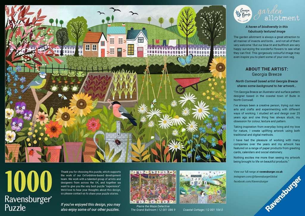 Ravensburger Garden Allotment 1000 Piece Jigsaw Puzzle | Vibrant Garden Artwork | Idyllic Nature Scene | Durable Eco-Friendly Materials