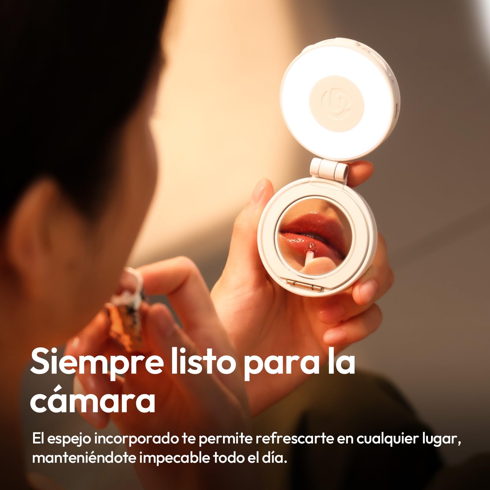ULANZI LM23 Luz Magnética para Selfie MagSafe, Anillo Luminoso para iPhone, Aro de Luz LED con Espejo, Anillo de Luz Extensión Reversible, para Videollamada, Conferencia y Fotografía