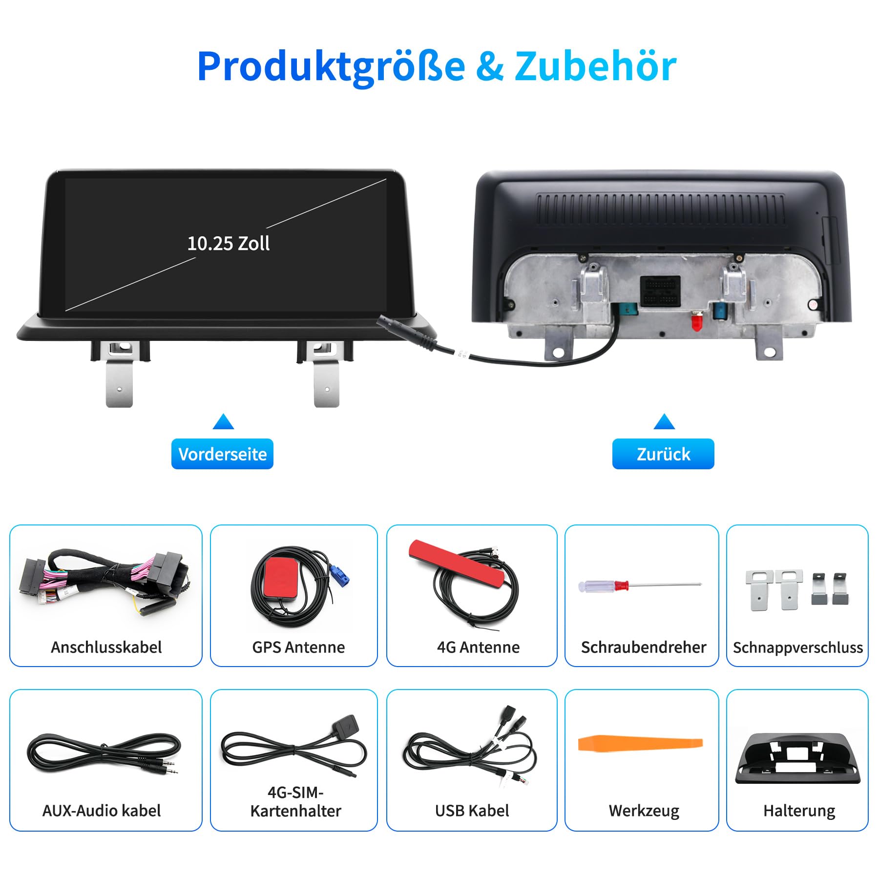 Autoradio Android 14 touchscreen da 10,25 pollici per BMW Serie 1 E81/E82/E87/E88 (2004-2008) con sistema CCC, CarPlay wireless/Android Auto, ricambi originali, navigazione GPS, Mirror Link