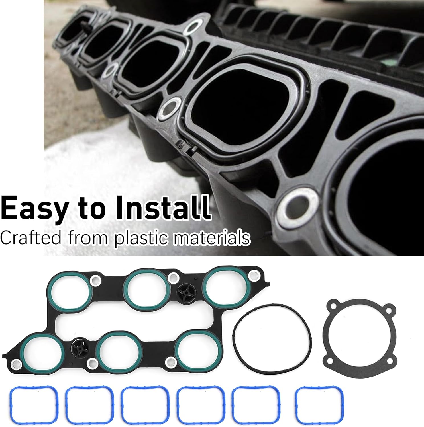 MS972401 Lower Upper Intake Manifold Gasket Set Replacement for GMC Acadia 3.6L 2009 2010 2011 2012 2013 2014 2015 2016 Chevy Camaro Colorado Cadillac Buick Replaces 111076701 MS19932
