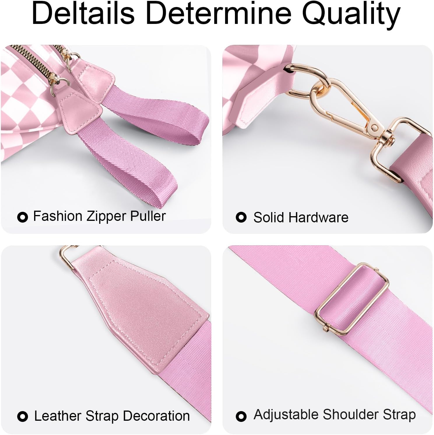 Bum Bags for Women Checkered Crossbody Bag Large Nylon Belt Purse Fanny Packs, Bonus with a Extra Strap - Image 5