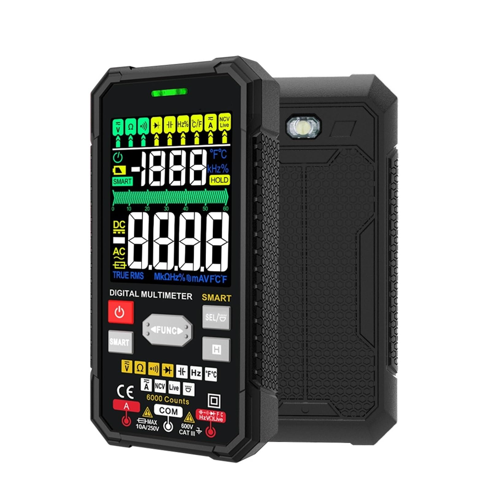 Inteligentny Multimetr Auto Range True RMS NCV DC AC Tester Napięcia Automatyczny Woltomierz Pomiar Temperatury Cyfrowy Multimetr Dokładny Pomiar(120B-blue)