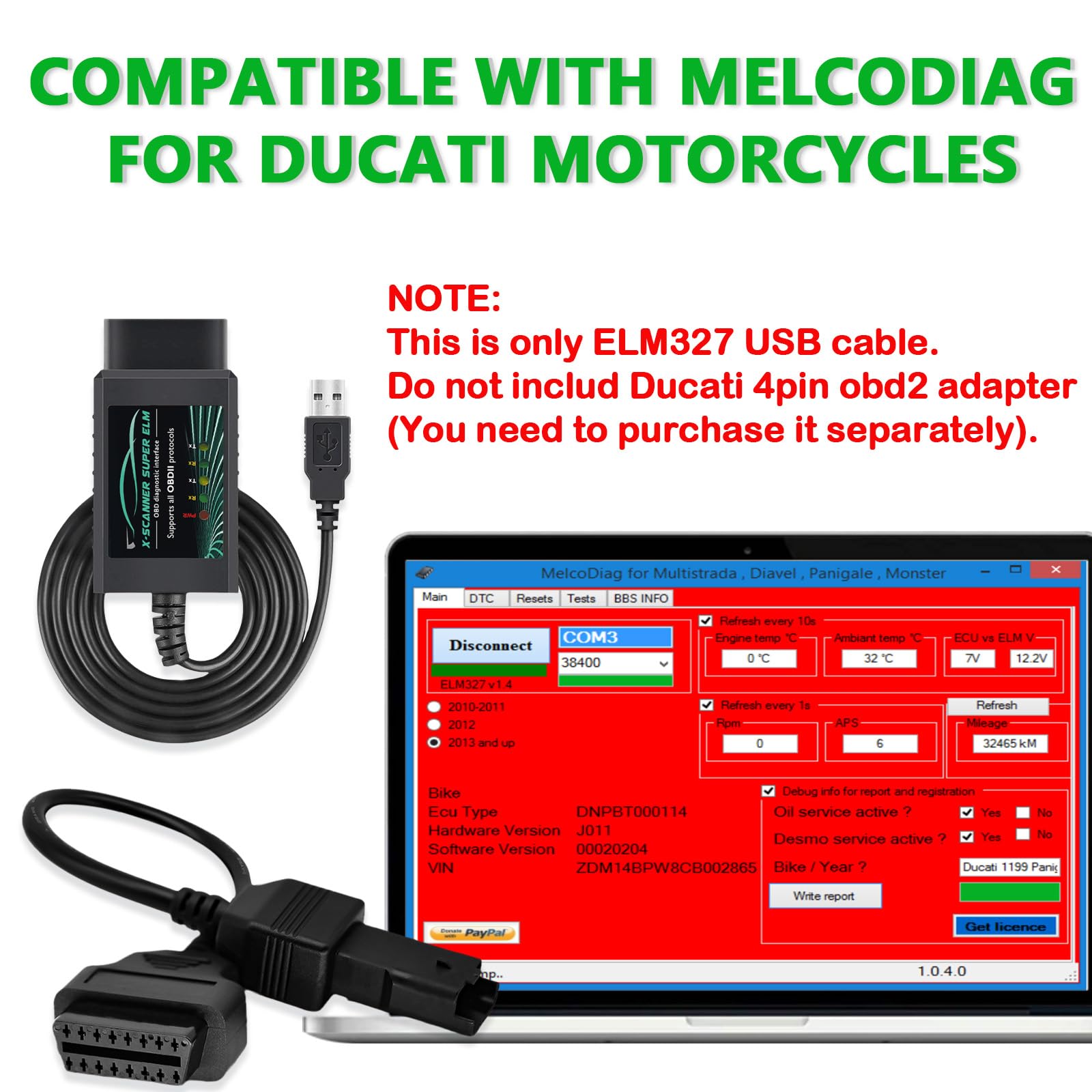 OBD2 Adapter USB ELM327 Skaner z FT232RL 18F25K80 V1.4 Oryginalnym Układem, Nadający się do Ducati Motocykl OBDII Narzędzia Diagnostyczne dla Ford Mazda Toyota Fiat, Działa z Systemem Windows