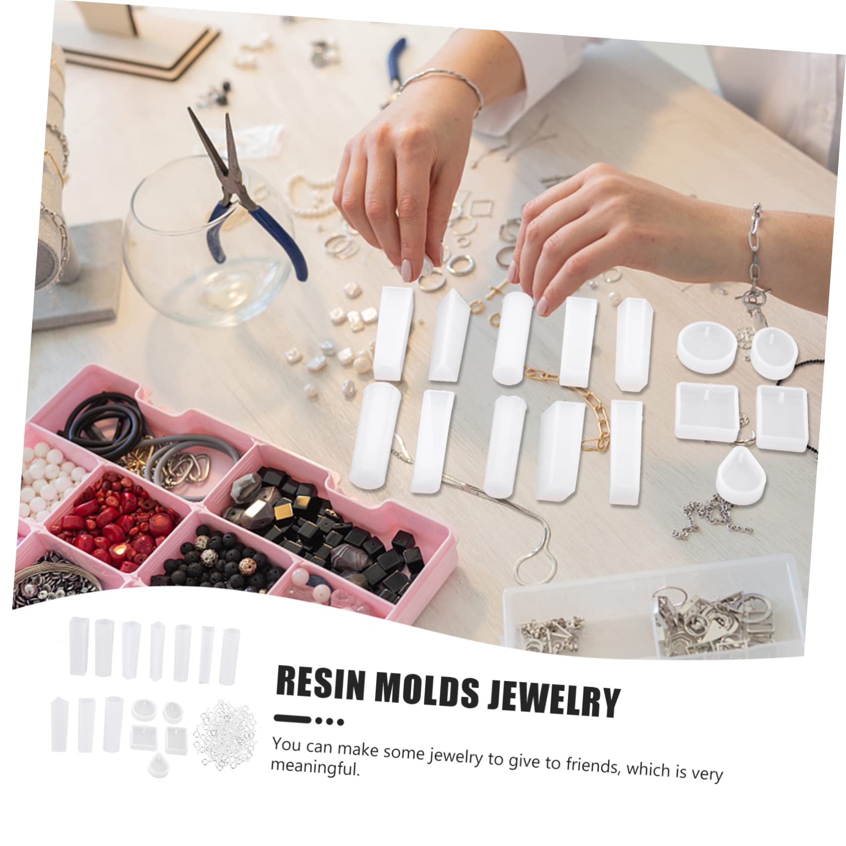 NUOBESTY 4sets Stampo Silicone Per Gioielli Fai Da Te Con Accessori Per Creazioni Artigianali Mold Per Pendenti e Decorazioni Resinose Per Creazioni Personalizzate e Divertimento Manuale