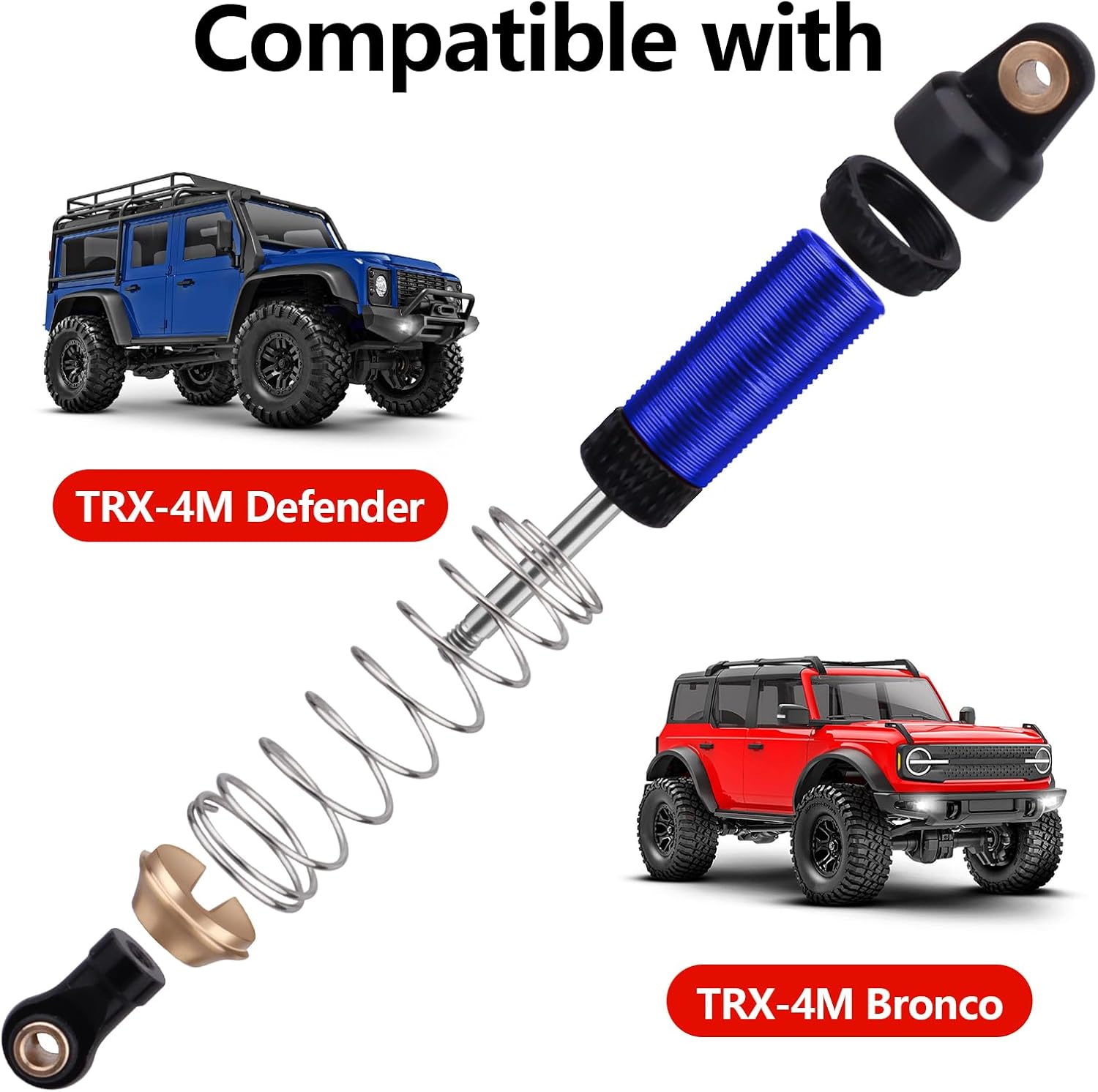59mm Shocks Aluminum Shock Absorber for TRX4M TRX4MT 1/18 RC Crawler Threaded Oil Damper (Blue)