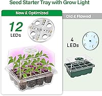 Vista 3 de Bonviee Paquete de 5 bandejas de inicio de semillas con luz de crecimiento, kits de bandejas de inicio de plántulas elevadas con cúpulas de humedad