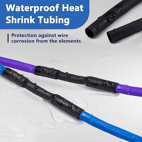 Miniatura 4 de Tubo termorretráctil de 38 pulgadas, tubo termorretráctil forrado con adhesivo de doble pared 31 de 33 pies, negro, tubo retráctil impermeable de