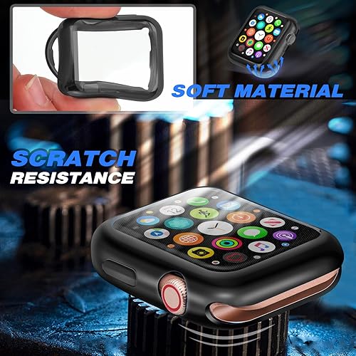 Vista 3 de ORIbox Funda ultradelgada compatible con Apple Watch Series 6, Apple Watch Series 5, Apple Watch Series 4, Apple Watch SE, funda protectora completa