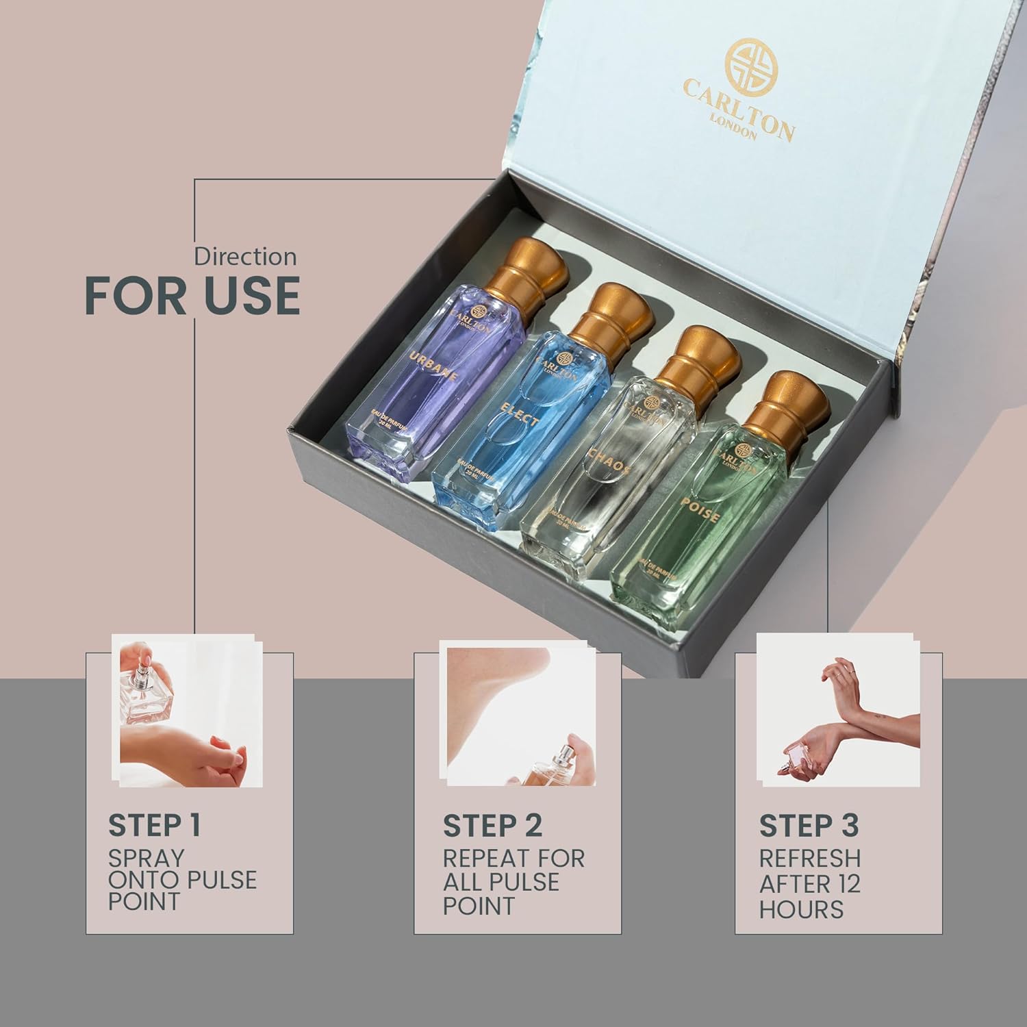 Carlton London Elite Perfume For Woman & Man – 4x20ml | Luxury Perfume Gift Set For Couple | Long Lasting Unisex EDP Combo With Fruity, Musky, Citrusy, Smoky Notes | Travel Size Perfumes Set - Image 5