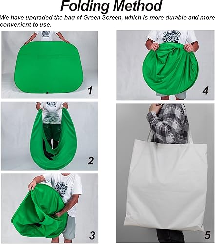 Miniatura 6 de Silla de pantalla verde portátil, telón de fondo verde de 59 pulgadas con soporte, fondo verde plegable de doble cara, llave croma, para