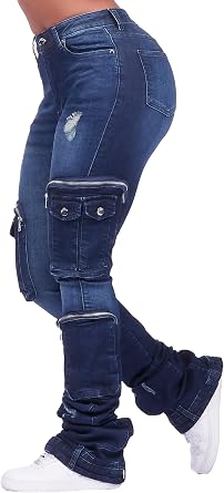 ROCKSTAR ORIGINAL Women's Alisson Cargo Super Stacked Jean